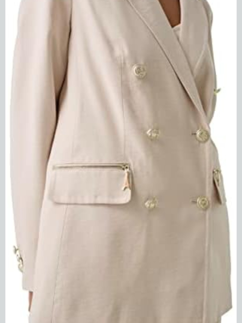 Karl Lagerfeld Double-Breasted Cream Blazer with Gold Buttons
